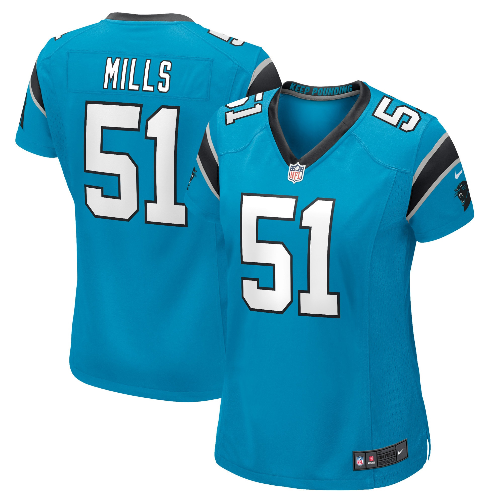 Sam Mills Carolina Panthers Womens Retired Player Jersey - Blue Nfl