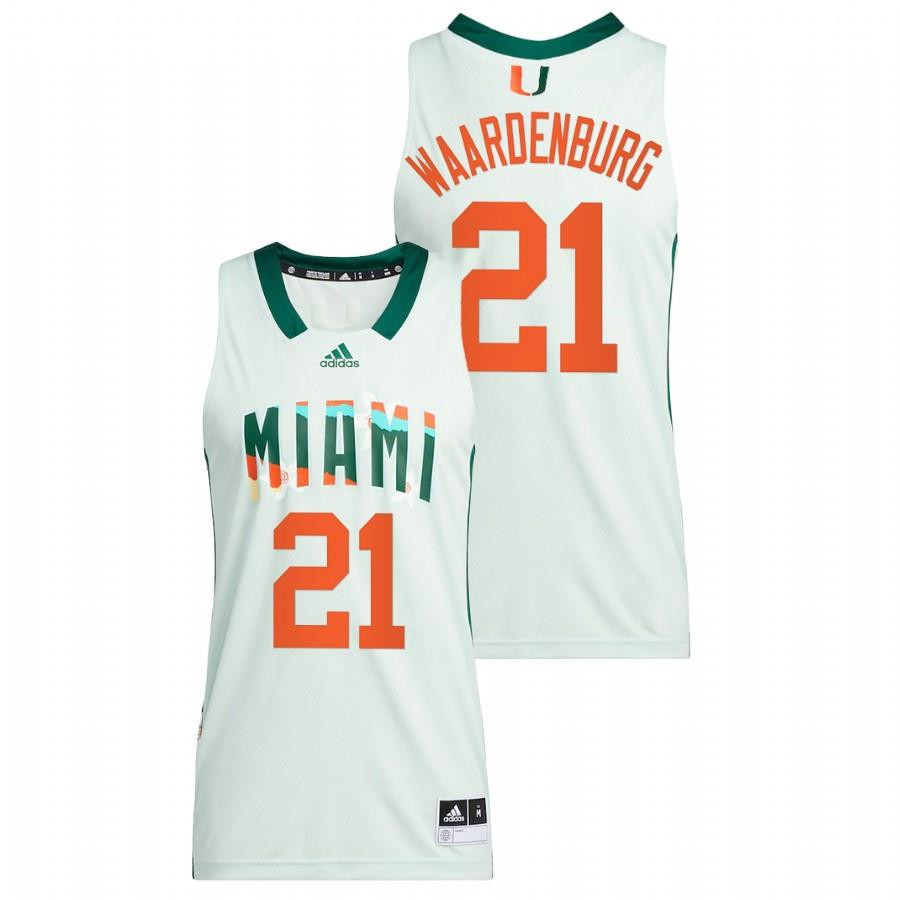 Sam Waardenburg 21 Miami Hurricanes 2022 Honoring Black Excellence Basketball Men Jersey - White