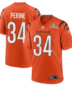 Samaje Perine 34 Cincinnati Bengals Super Bowl LVII Champions Men Alternate Game Jersey - Orange