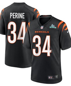 Samaje Perine 34 Cincinnati Bengals Super Bowl LVII Champions Men Game Jersey - Black