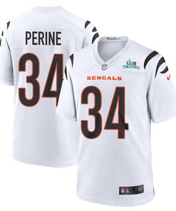 Samaje Perine 34 Cincinnati Bengals Super Bowl LVII Champions Men Game Jersey - White