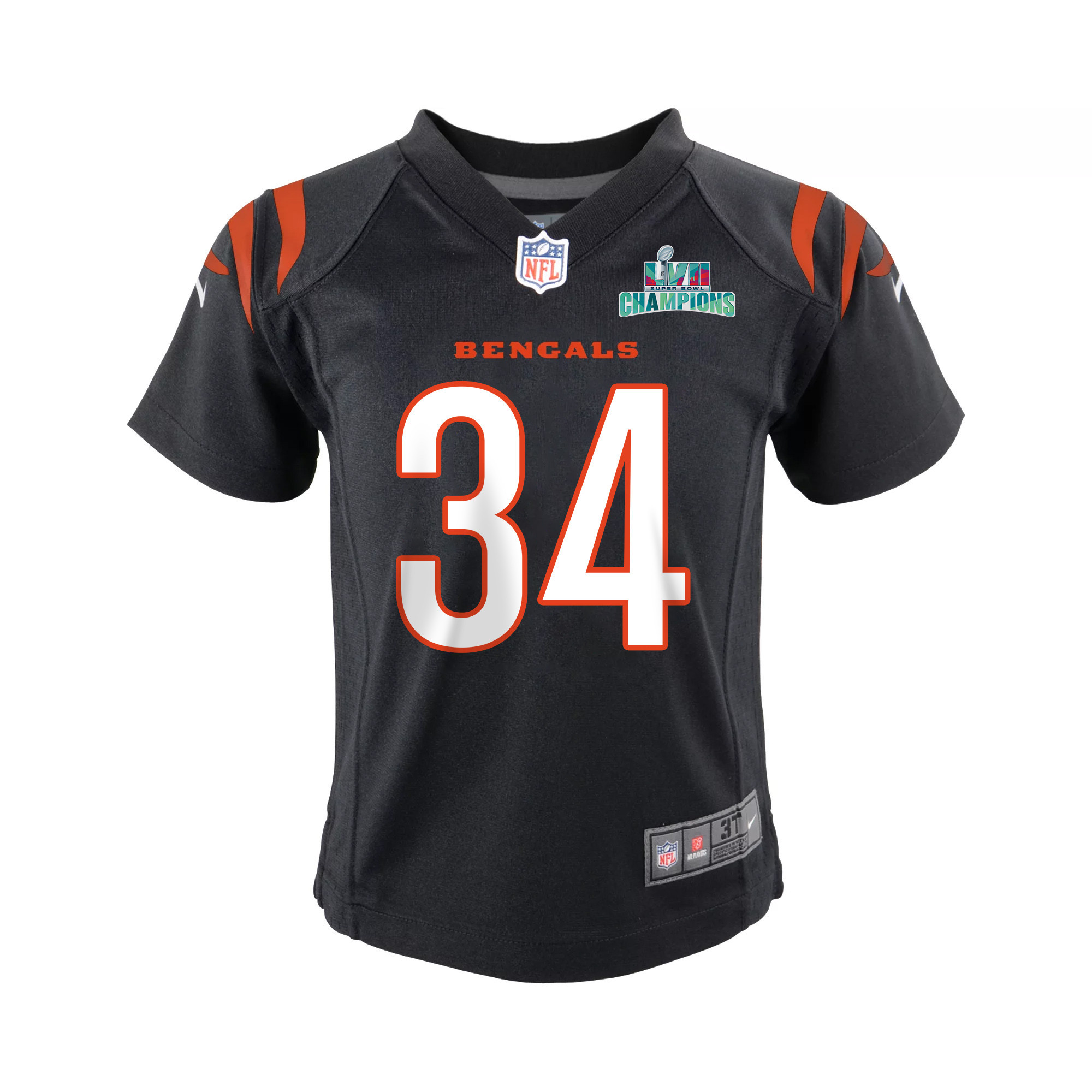 Samaje Perine 34 Cincinnati Bengals Super Bowl LVII Champions Youth Game Jersey - Black
