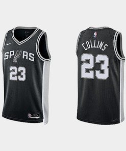 San Antonio Spurs 23 Zach Collins 2022-23 Icon Edition Black Men Jersey