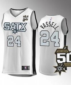 San Antonio Spurs 24 Devin Vassell Fast Break Men Jersey 2022-23 50th Anniversary White Association Edition
