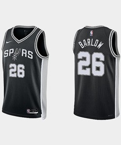 San Antonio Spurs 26 Dominick Barlow 2022-23 Icon Edition Black Men Jersey