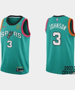 San Antonio Spurs 3 Keldon Johnson 2022-23 City Edition Teal Men Jersey
