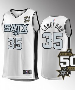 San Antonio Spurs 35 Romeo Langford Fast Break Men Jersey 2022-23 50th Anniversary White Association Edition