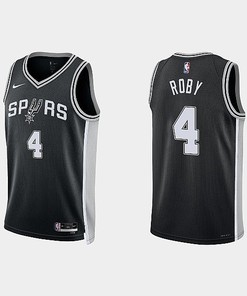 San Antonio Spurs 4 Isaiah Roby 2022-23 Icon Edition Black Men Jersey