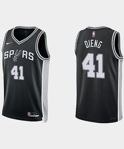 San Antonio Spurs 41 Gorgui Dieng 2022-23 Icon Edition Black Men Jersey