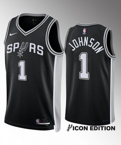 San Antonio Spurs Alize Johnson 1 2022-23 Icon Edition Black Jersey Swingman