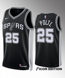 San Antonio Spurs Jakob Poltl 25 2022-23 Icon Edition Black Jersey Swingman
