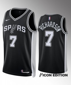 San Antonio Spurs Josh Richardson 7 2022-23 Icon Edition Black Jersey Swingman