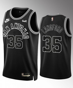 San Antonio Spurs Romeo Langford 35 2022-23 Classic Edition Black Jersey