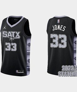 San Antonio Spurs Tre Jones 33 Black 2022-23 Statement Edition Men Jersey