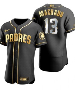 San Diego Padres #13 Manny Machado Mlb Golden Brandedition Black Jersey Gift For Padres Fans