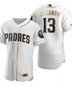 San Diego Padres #13 Manny Machado Mlb Golden Brandedition White Jersey Gift For Padres Fans