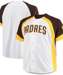 San Diego Padres Big & Tall Colorblock Full-snap Jersey - White/brown Mlb