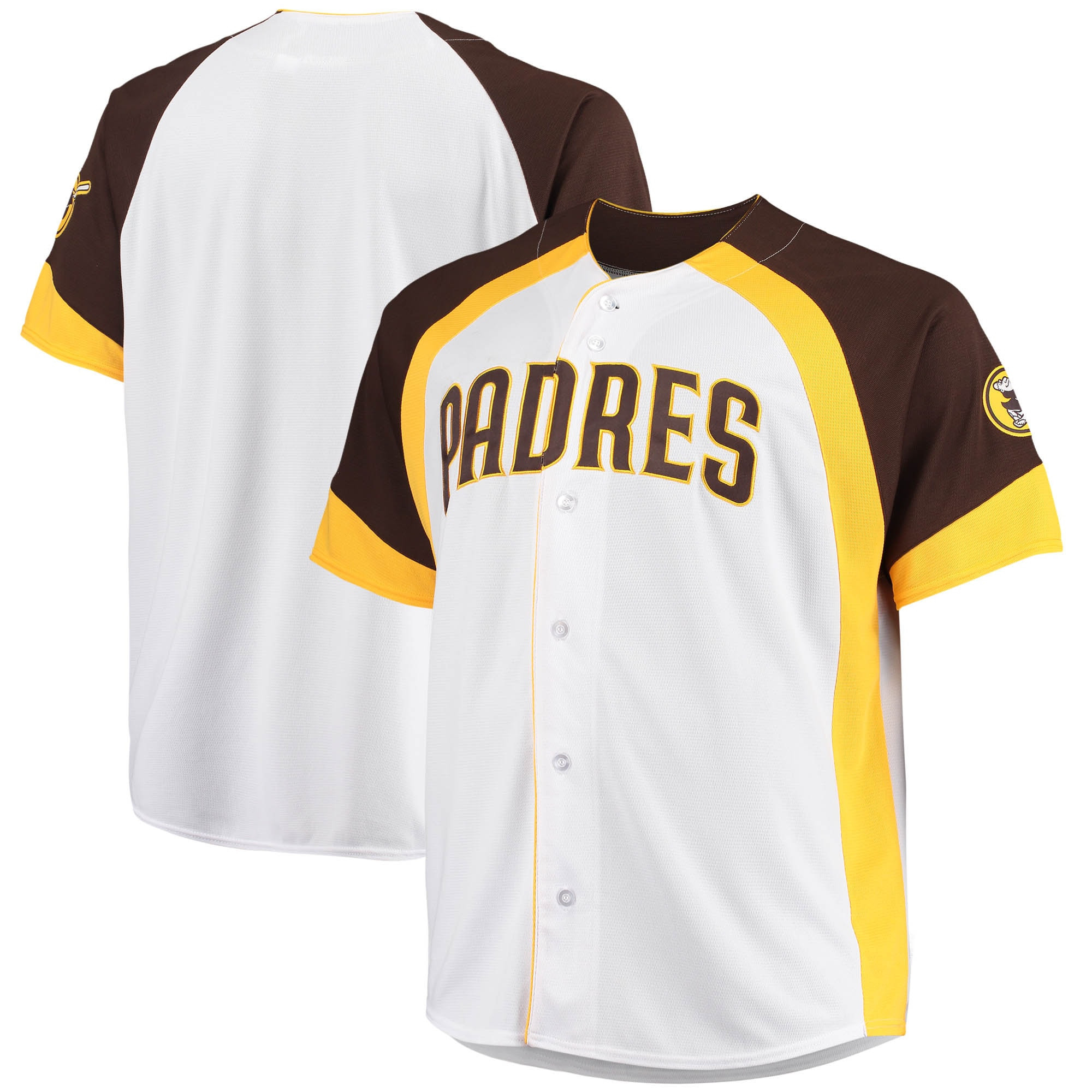 San Diego Padres Big & Tall Colorblock Full-snap Jersey - White/brown Mlb