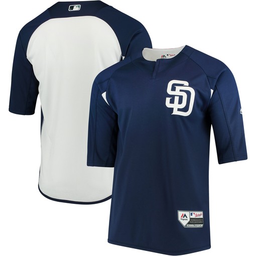 San Diego Padres Majestic Authentic Collection On-field 3/4-sleeve Batting Practice Jersey - Navy/white Mlb
