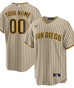 San Diego Padres Road Custom Men Jersey - Brown
