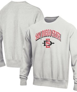 San Diego State Aztecs Arch Over Logo Reverse Weave Pullover Sweatshirt - Gray