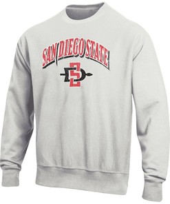 San Diego State Aztecs Arch Over Logo Reverse Weave Pullover Sweatshirt - Gray