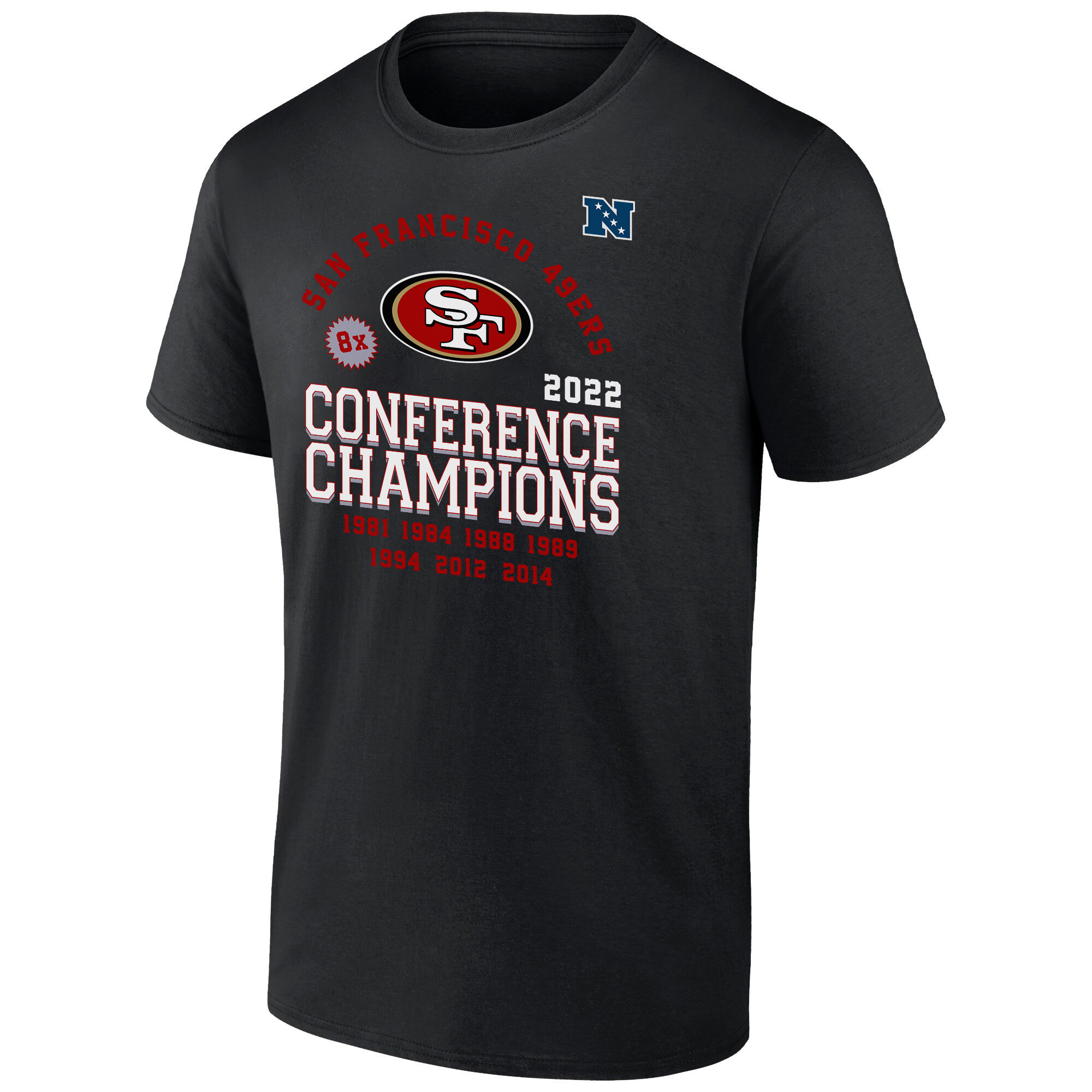 San Francisco 49ers 2022 Eight-Time NFC Conference Champions T-Shirt - Black