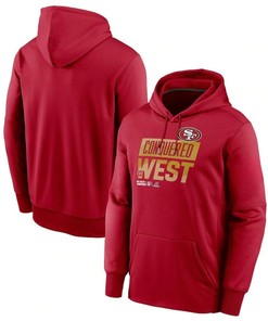 San Francisco 49ers 2022 NFC West Division Champions Locker Room Trophy Collection Pullover Hoodie - Scarlet