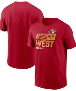 San Francisco 49ers 2022 NFC West Division Champions Locker Room Trophy Collection T-Shirt - Scarlet