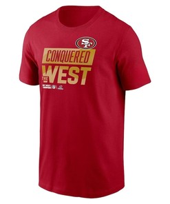 San Francisco 49ers 2022 NFC West Division Champions Locker Room Trophy Collection T-Shirt - Scarlet