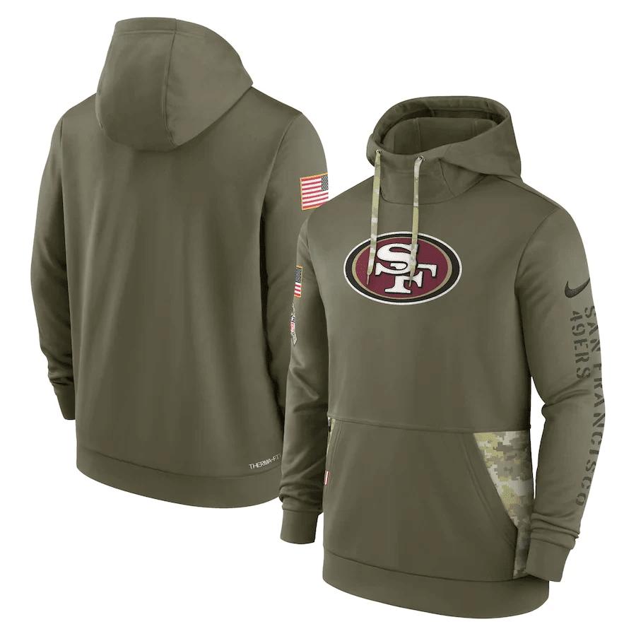 San Francisco 49ers 2022 Salute to Service Therma Performance Pullover Hoodie - Olive, Men