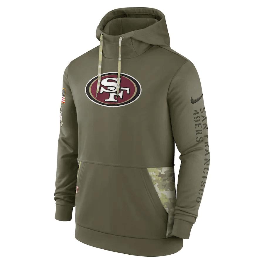 San Francisco 49ers 2022 Salute to Service Therma Performance Pullover Hoodie - Olive, Men