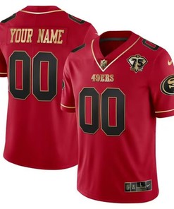 San Francisco 49ers Active Player Custom Red Gold 75th Anniversary Patch Stitched Jersey