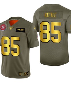 San Francisco 49ers George Kittle 2019 Salute To Service Nfl 100 Mens Jersey Metallic