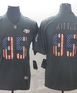 San Francisco 49ers George Kittle #85 American Flag 2020 Nfl Black Jersey Jersey