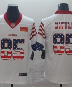 San Francisco 49ers George Kittle #85 American Flag 2020 Nfl White Jersey Jersey