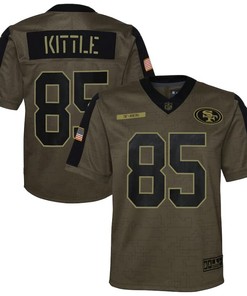 San Francisco 49ers George Kittle 85 Nfl Olive 2021 Salute To Service Game Men Jersey For 49ers Fans