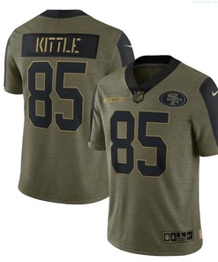 San Francisco 49ers George Kittle 85 Nfl Olive 2021 Salute To Service Player Men Jersey For 49ers Fans
