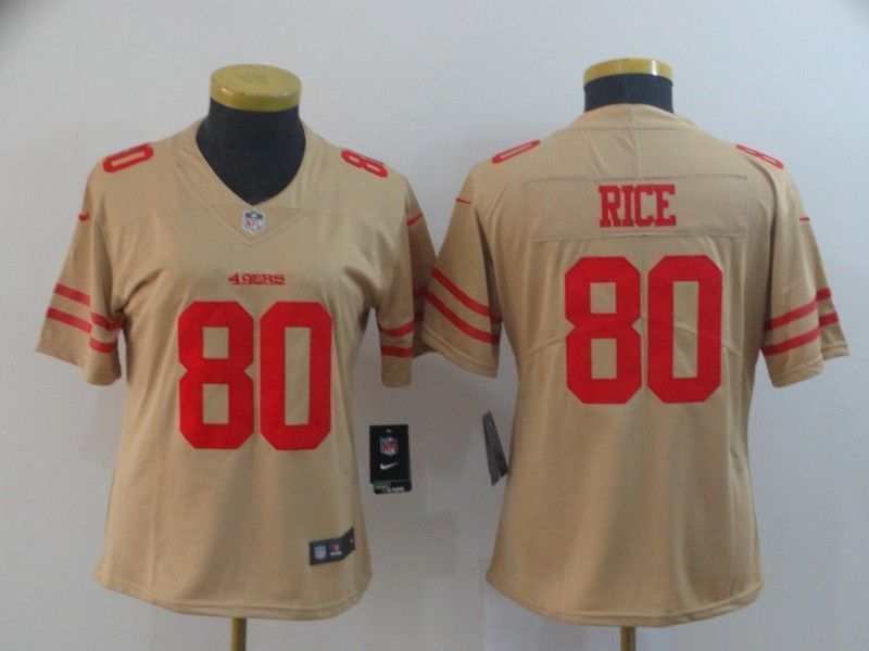 San Francisco 49ers Jerry Rice #80 2020 Nfl Golden Womens Jersey Jersey