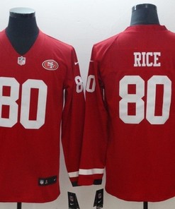 San Francisco 49ers Jerry Rice #80 2020 Nfl Red Long Sleeve Jersey Jersey