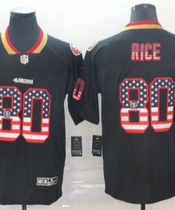 San Francisco 49ers Jerry Rice #80 American Flag 2020 Nfl Black Jersey Jersey