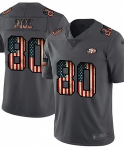 San Francisco 49ers Jerry Rice #80 American Flag 2020 Nfl Grey Jersey Jersey