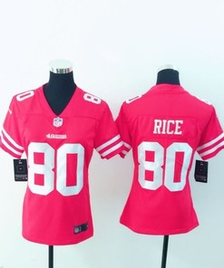 San Francisco 49ers Jerry Rice #80 Nfl 2020 Dark Pink Womens Jersey