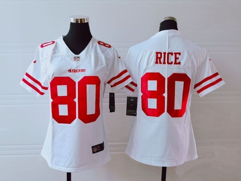 San Francisco 49ers Jerry Rice #80 Nfl 2020 White Womens Jersey - Bluefink