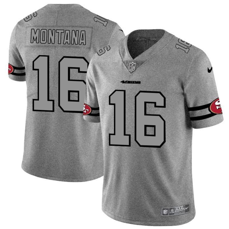 San Francisco 49ers Joe Montana #16 2020 Nfl Grey Jersey Jersey