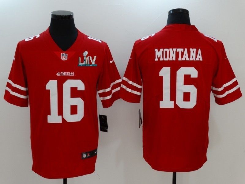 San Francisco 49ers Joe Montana #16 2020 Nfl Red Jersey Jersey