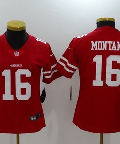San Francisco 49ers Joe Montana #16 2020 Nfl Red Womens Jersey Jersey