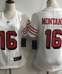 San Francisco 49ers Joe Montana #16 2020 Nfl White Womens Jersey Jersey