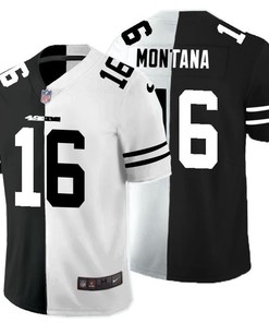 San Francisco 49ers Joe Montana #16 Nfl 2020 Black And White Jersey