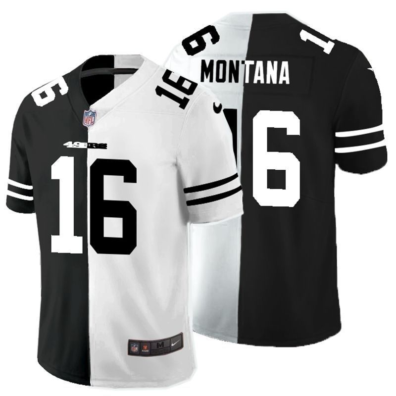 San Francisco 49ers Joe Montana #16 Nfl 2020 Black And White Jersey